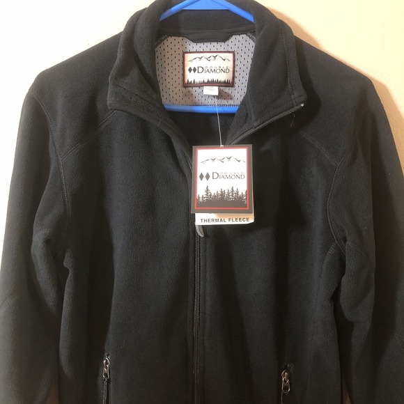 Blue Diamond Jackets & Blazers - NWT Women Small Double Diamond Thermal Fleece Zip Jacket Black Zip Pockets Logo